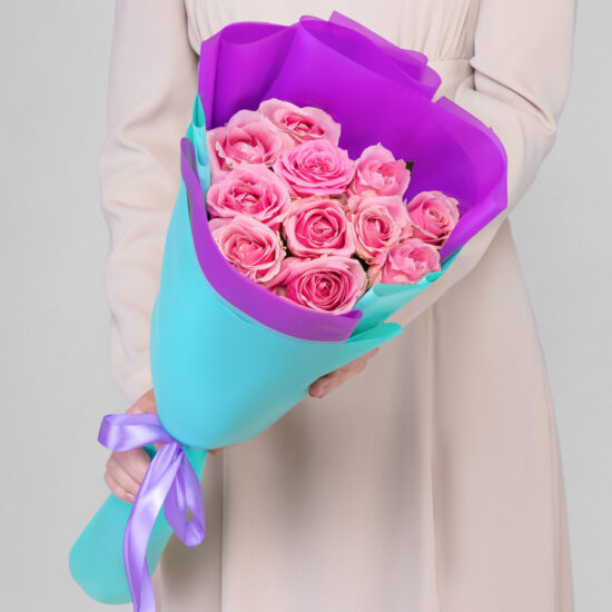 11 Розовых Роз (60 см.)