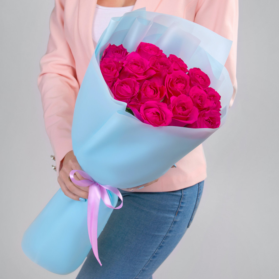 15 Малиновых Роз (70 см.)