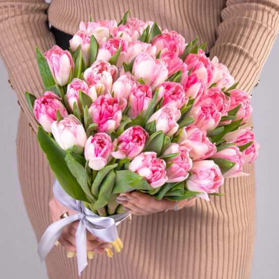 35 Розовых Пионовидных Тюльпанов