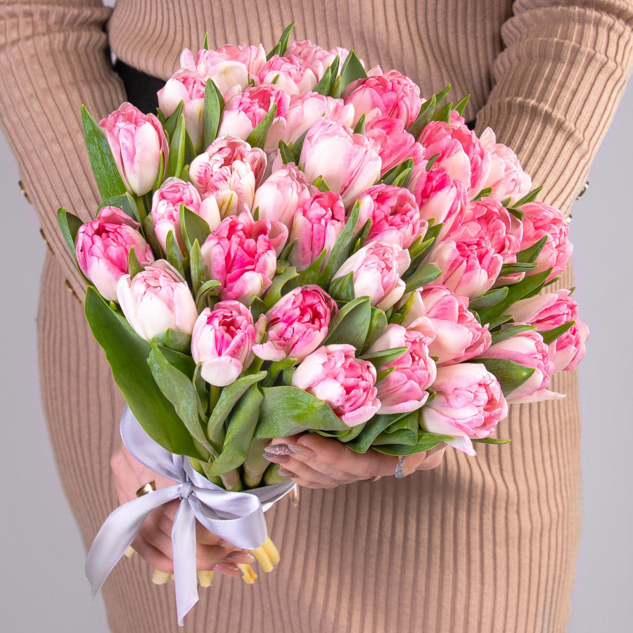 35 Розовых Пионовидных Тюльпанов