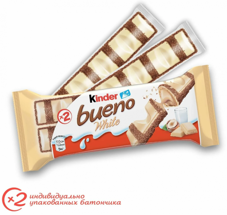 Шоколадный батончик "Kinder Bueno White" - 43 гр.