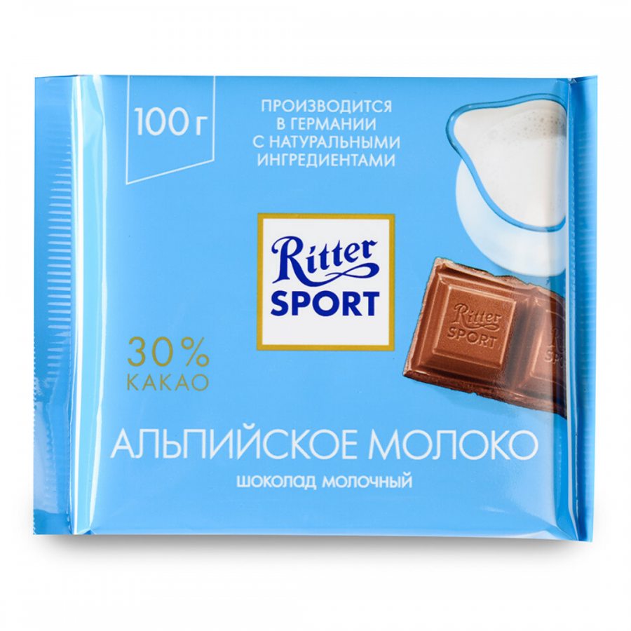 Шоколад "Ritter Sport" Альпийское Молоко (Молочный) 100 гр.