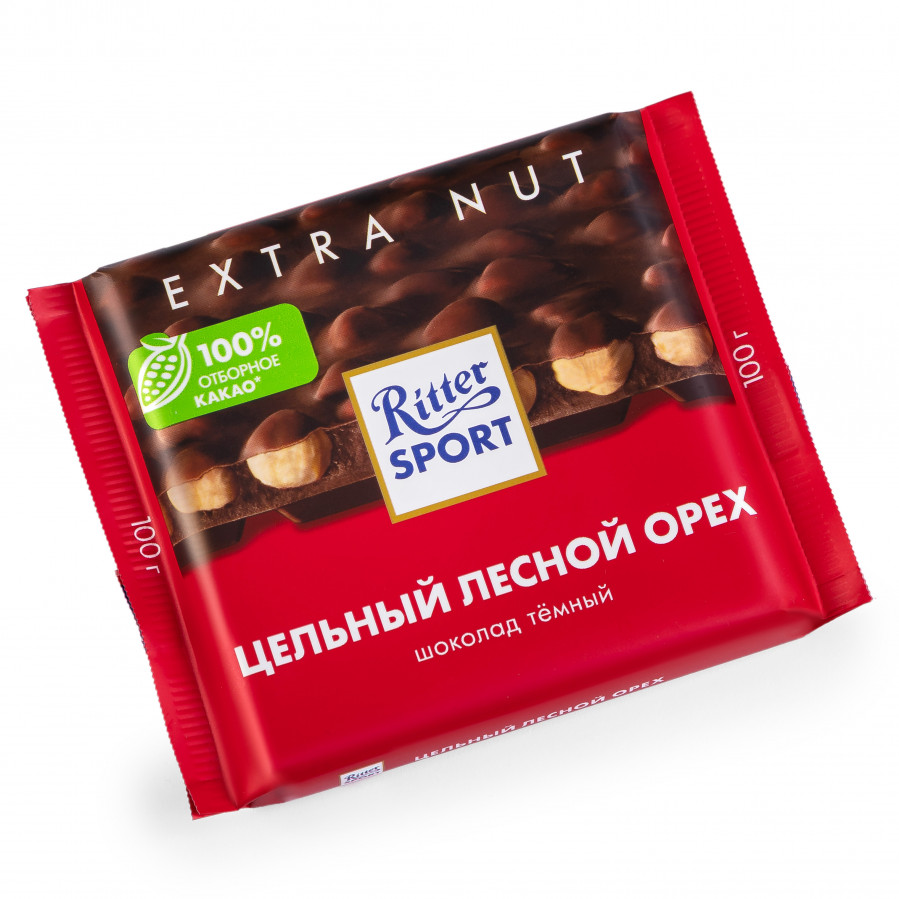 Шоколад "Ritter Sport", Цельный Лесной Орех (Темный) 100 гр.
