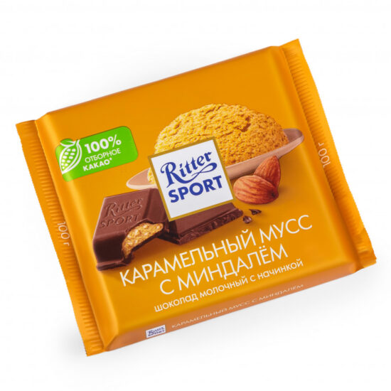 Шоколад "Ritter Sport" Карамельный Мусс с Миндалем 100 гр.