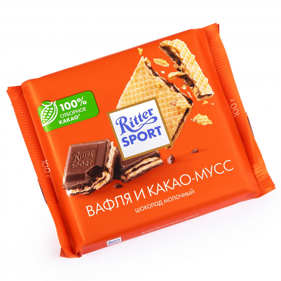 Шоколад "Ritter Sport" Вафля-Какао-Мусс (Молочный) 100 гр.